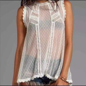 Free People Sheer lace boho top Womens XS ivory